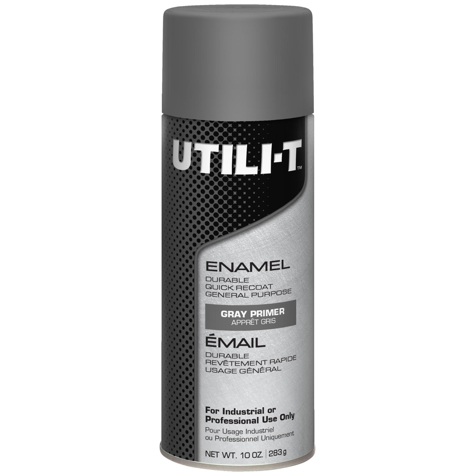 UTILI-T General Purpose Enamel Spray Paint, Gray Primer, 10 Oz. Cans, 6PK, Model# 387397DS